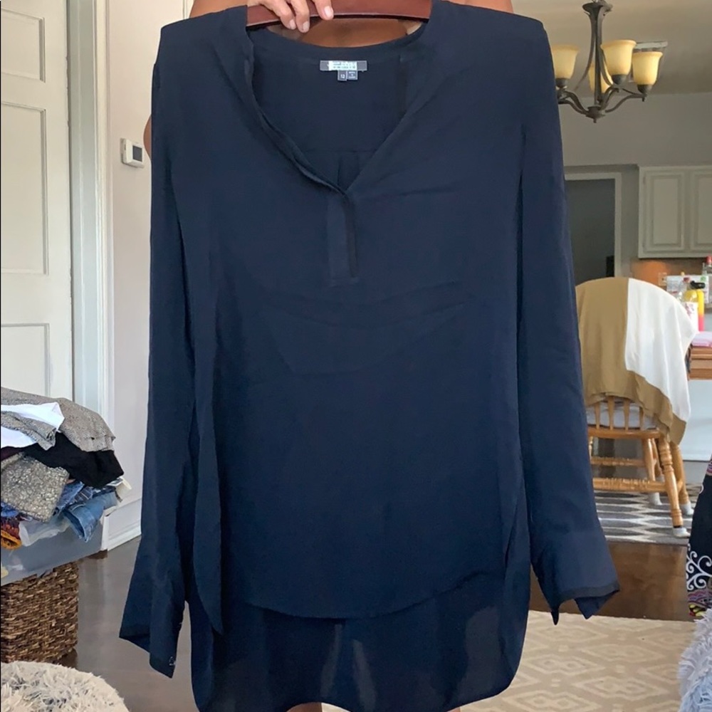Vince Silk navy blue blouse